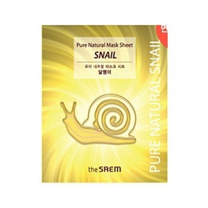 The Saem "Pure Natural Mask Sheet Snail" Тканевая маска для лица осветляющая с муцином улитки 20 мл. / 116272