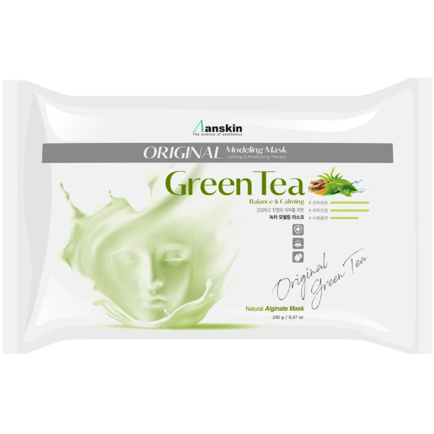 Anskin Green Tea Modeling mask refill Альгинатная маска для чувствительной кожи, 240г. / 791680