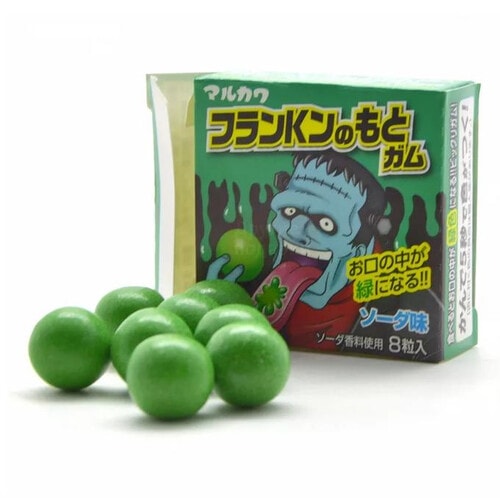 MARUKAWA  Жевательная резинка Франкенштейн, окрашивает язык в зеленый цвет, (8 шариков). / 135525