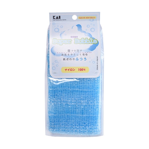 KAI Supper Bubble Мочалка для тела массажнаясредней жесткости, голубая, 30×100 см/ 273076