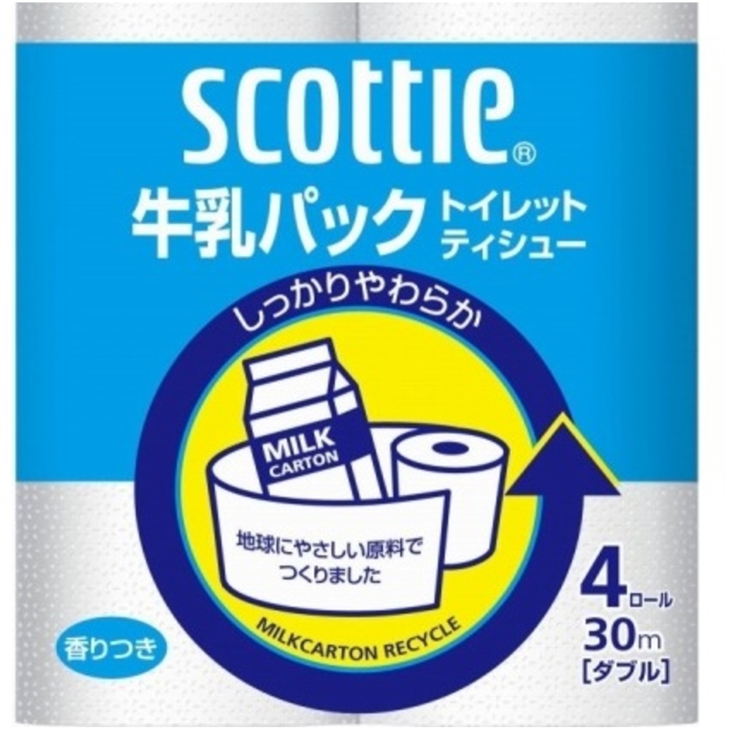 Nippon Paper Crecia Co., Ltd. Туалетная бумага из переработанной целлюлозы, с легким ароматом «Scottie», двухслойная, 4х30 м./ 277208
