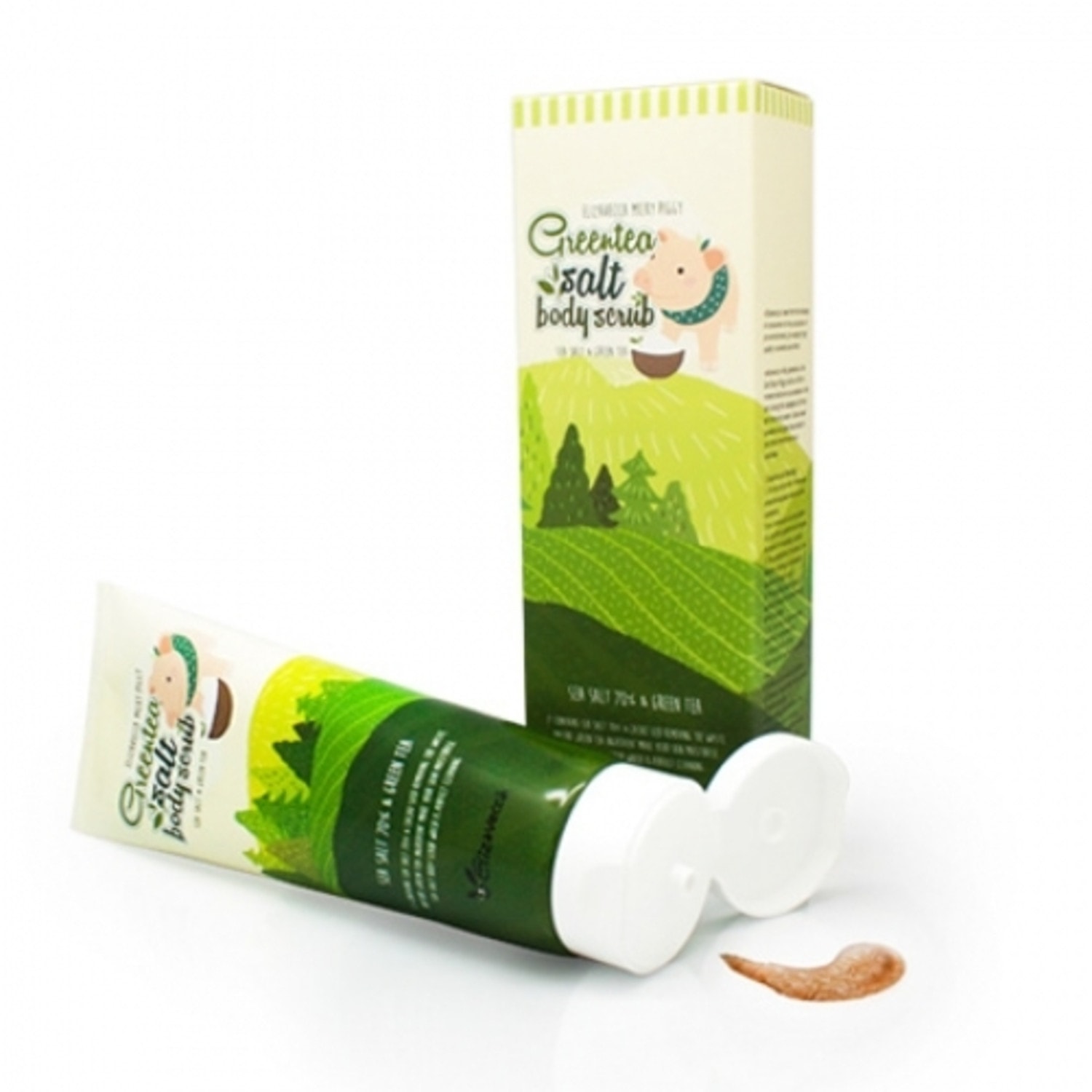 Elizavecca Green Tea Salt Body Scrub Скраб для тела с морской солью и экстрактом зелёного чая, 300г. / 750123