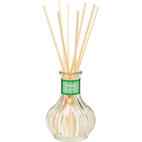 Kobayashi "Sawaday Stick Parfum English Garden" Натуральный аромадиффузор для дома, с ароматом трав и белых цветов, стеклянный флакон, 70 мл, 8 палочек. / 023440