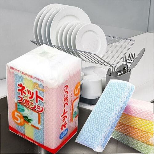 Mitsuei  AJWA Губка для мытья посуды с покрытием-сеточкой, 1 шт