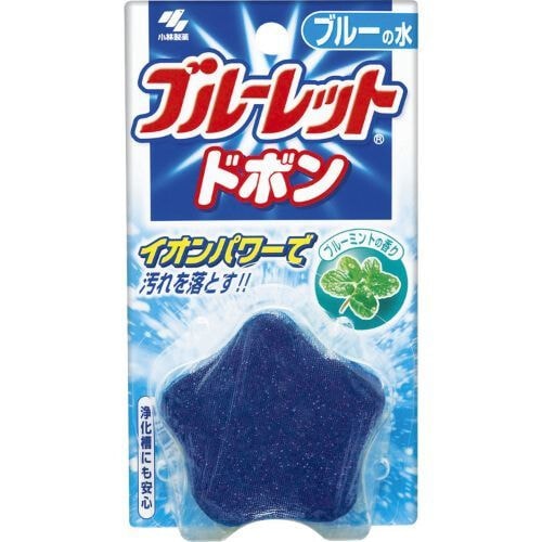 Kobayashi "Bluelet Dobon Double Blue Mint" Таблетка для бачка унитаза очищающая и дезодорирующая, с эффектом окрашивания воды, с ароматом мяты, 60 г./ 329801