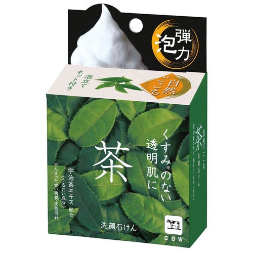 COW "Ochya" Очищающее мыло для лица  с экстрактом зеленого чая + сеточка-пенообразователь, 80г. / 002288