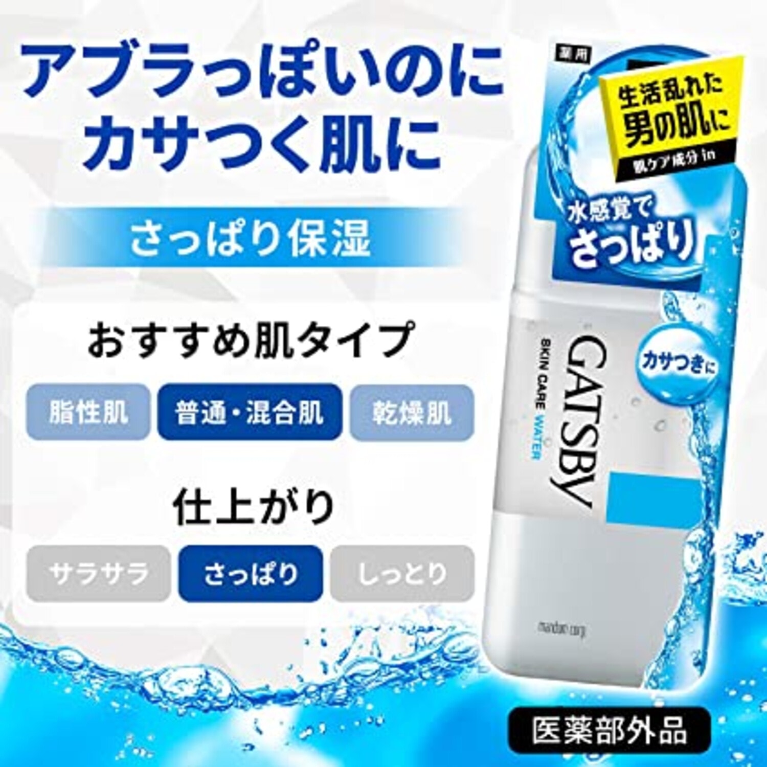Gatsby Skin Care Water Мужской лосьон для ухода за кожей с Акне успокаивающий с антибактериальным и увлажняющим эффектом, 170 мл. / 100365