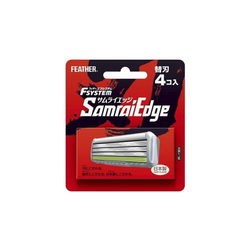 Feather "F-System Samurai Edge" Запасные кассеты с тройным лезвием для станка, 4 шт. / 254067