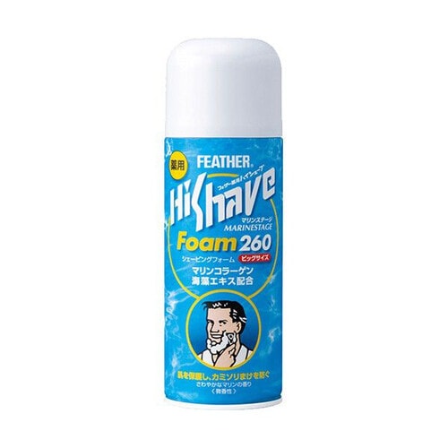 Feather "HiShave" MarineStage  Пена для бритья с лечебным эффектом , морской коллаген и экстракт водорослей, 260 г. / 832463